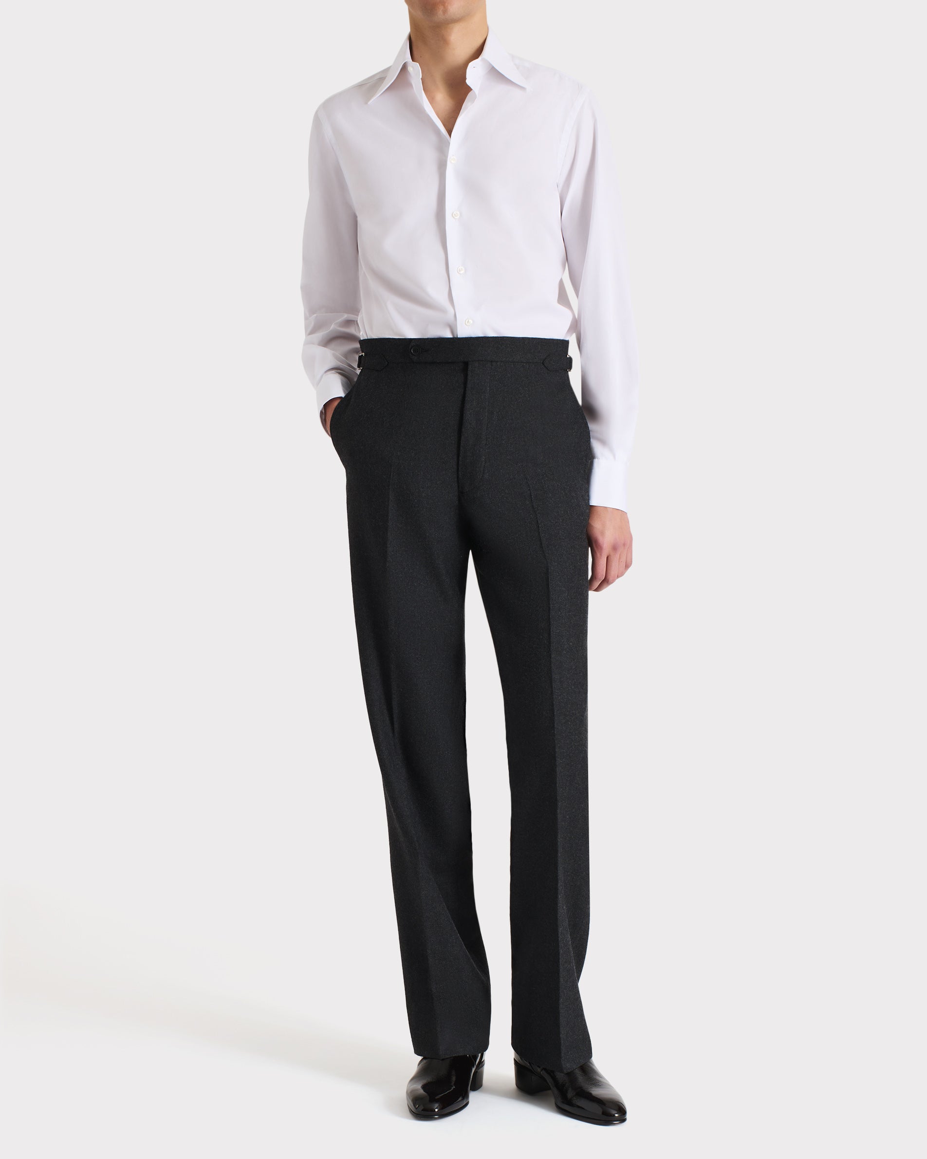 トップス HUSBANDS / WIDE COLLAR SHIRT size40 COTTON POPLIN WIDE NECK SHIRT - WHITE | Husbands Paris