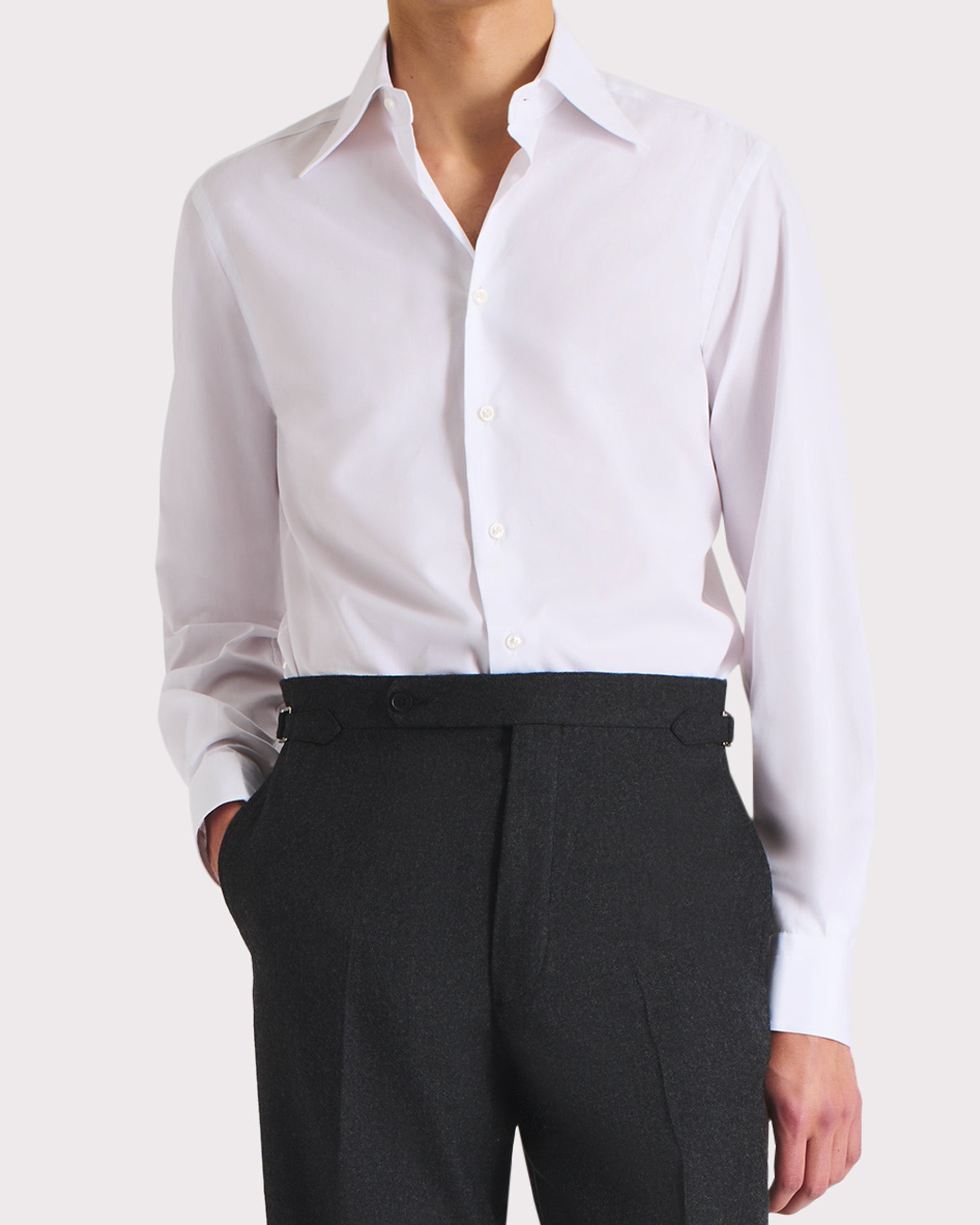 COTTON POPLIN WIDE NECK SHIRT - WHITE | Husbands Paris