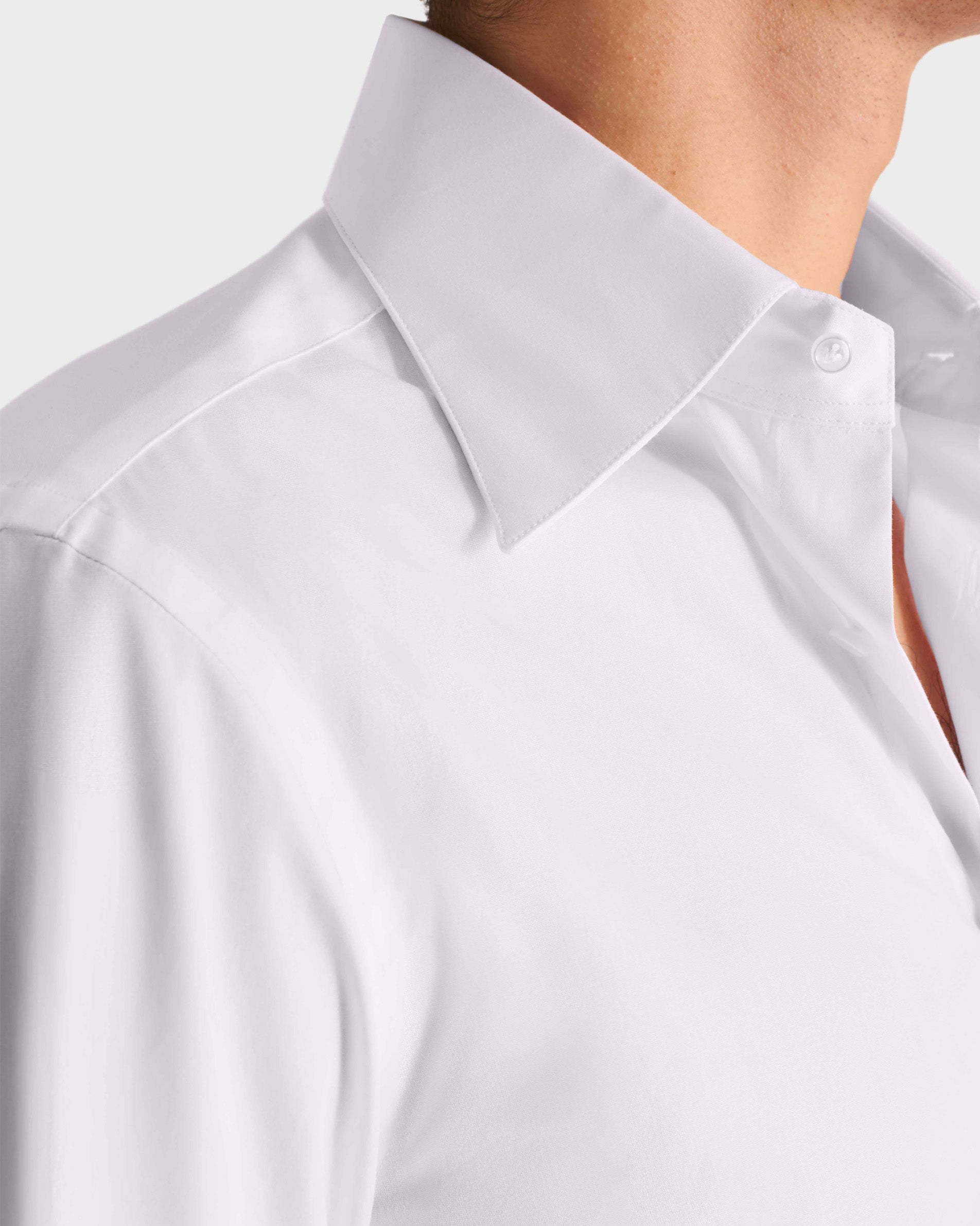 トップス HUSBANDS / WIDE COLLAR SHIRT size40 COTTON POPLIN WIDE NECK SHIRT - WHITE | Husbands Paris