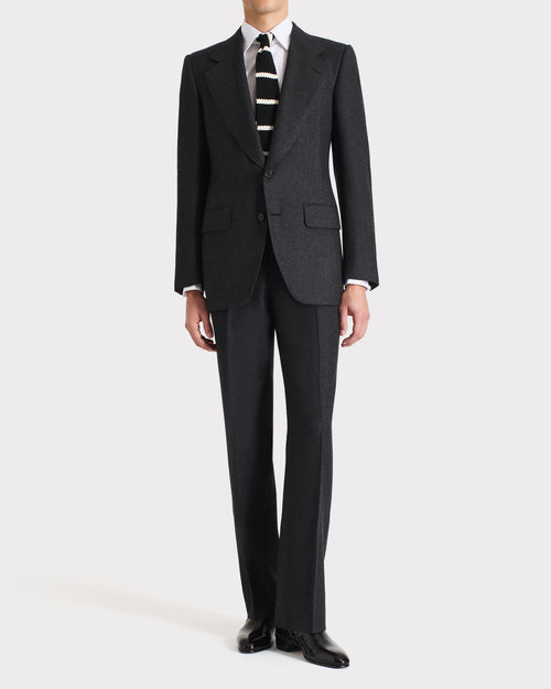 SINGLE-BREASTED SUIT IN WOOL FLANNEL – ANTHRACITE - Husbands Paris - 1