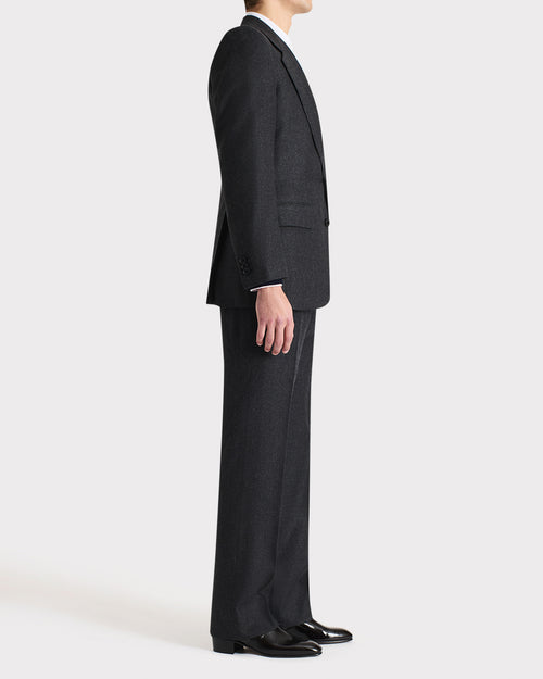 SINGLE-BREASTED SUIT IN WOOL FLANNEL – ANTHRACITE - Husbands Paris - 4