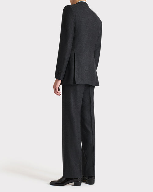 SINGLE-BREASTED SUIT IN WOOL FLANNEL – ANTHRACITE - Husbands Paris - 3