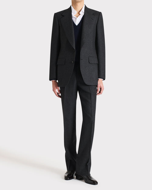 SINGLE-BREASTED SUIT IN WOOL FLANNEL – ANTHRACITE - Husbands Paris - 5