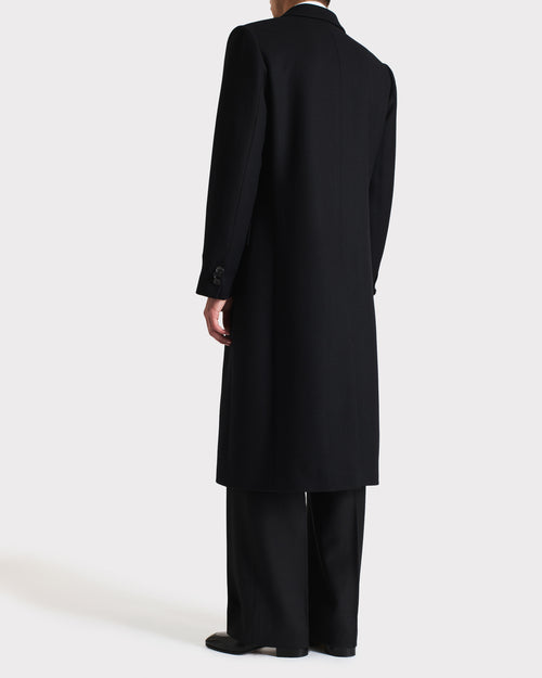DOUBLE-BREASTED COAT IN VIRGIN WOOL TWILL - BLACK - Husbands Paris - 5