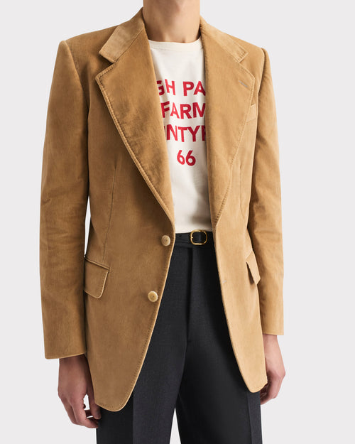 VESTE DROITE EN VELOURS DE COTON - BEIGE - Husbands Paris - 1