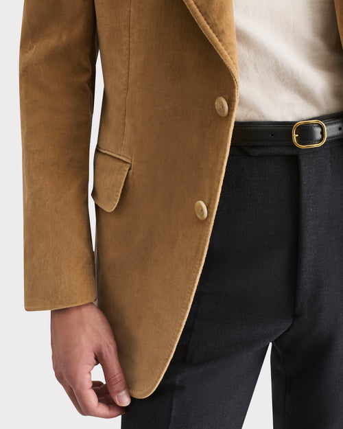 VESTE DROITE EN VELOURS DE COTON - BEIGE - Husbands Paris - 2