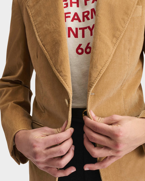 VESTE DROITE EN VELOURS DE COTON - BEIGE - Husbands Paris - 6