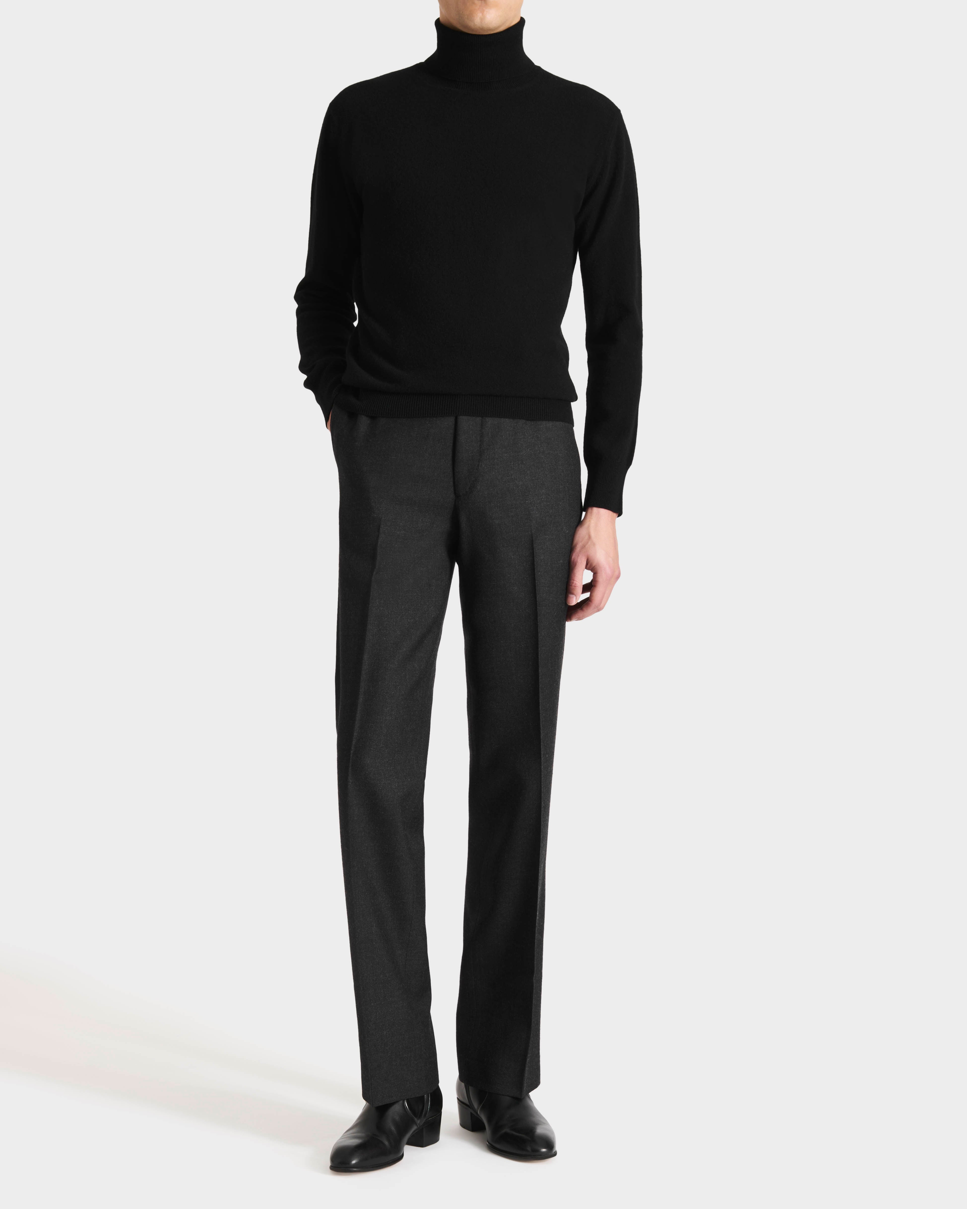 パンツ HUSBANDS high waisted trouser STRAIGHT HIGH-WAISTED TROUSERS IN TWILL – NAVY | HUSBANDS