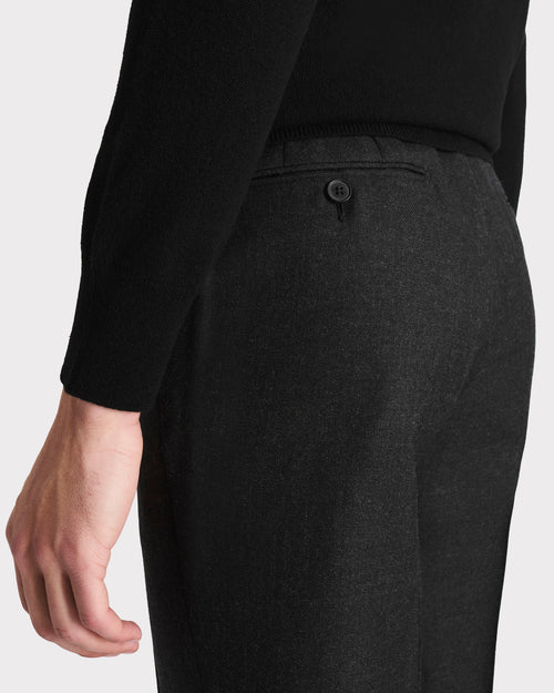 STRAIGHT HIGH-WAISTED TROUSERS IN WOOL TWILL - ANTHRACITE - Husbands Paris - 2