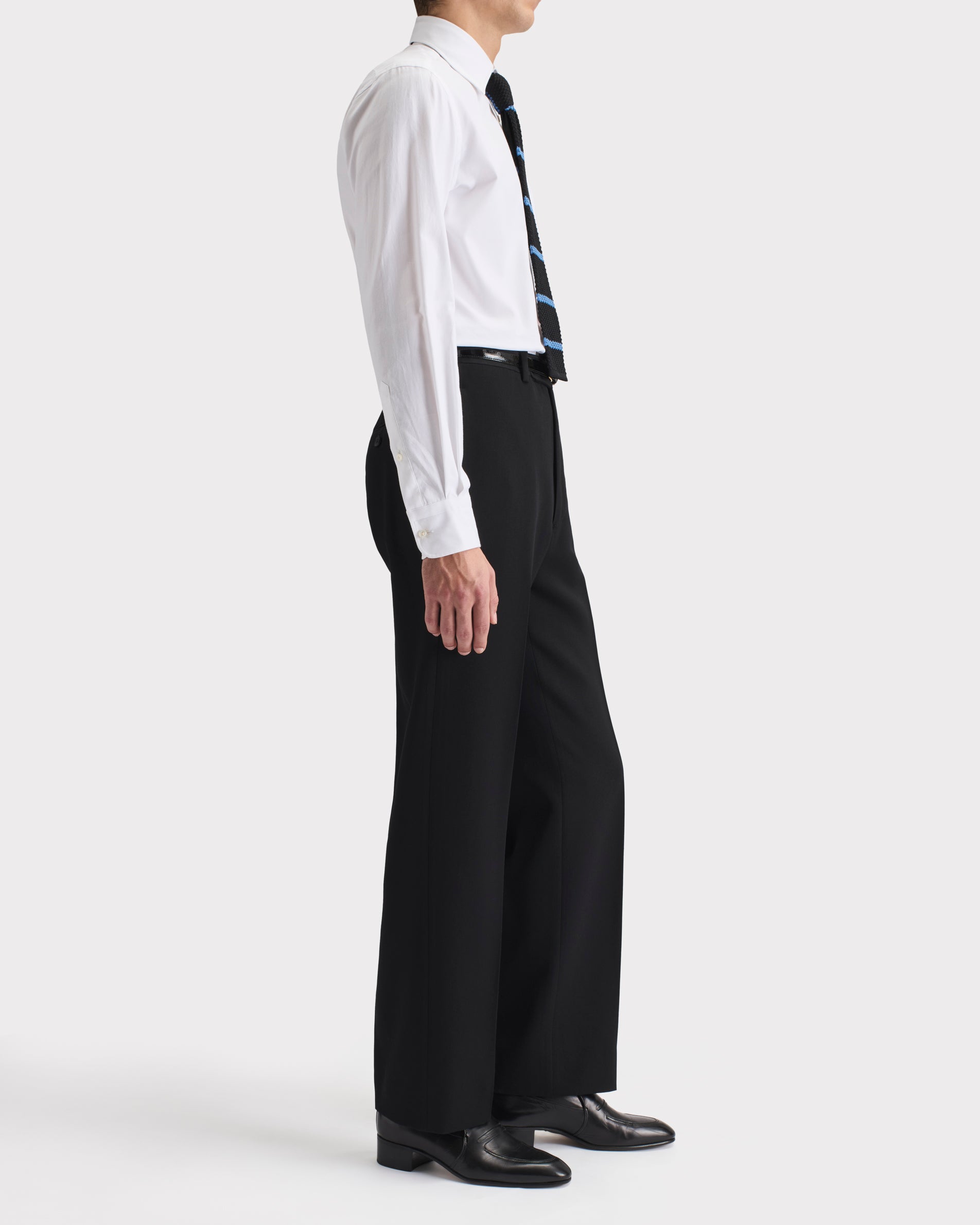 FLARED HIGH-WAISTED TROUSERS IN DOESKIN - BLACK | Husbands Paris