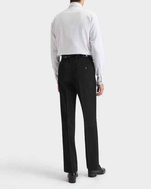 PANTALON DROIT TAILLE HAUTE EN DOESKIN DE LAINE - NOIR - Husbands Paris - 5