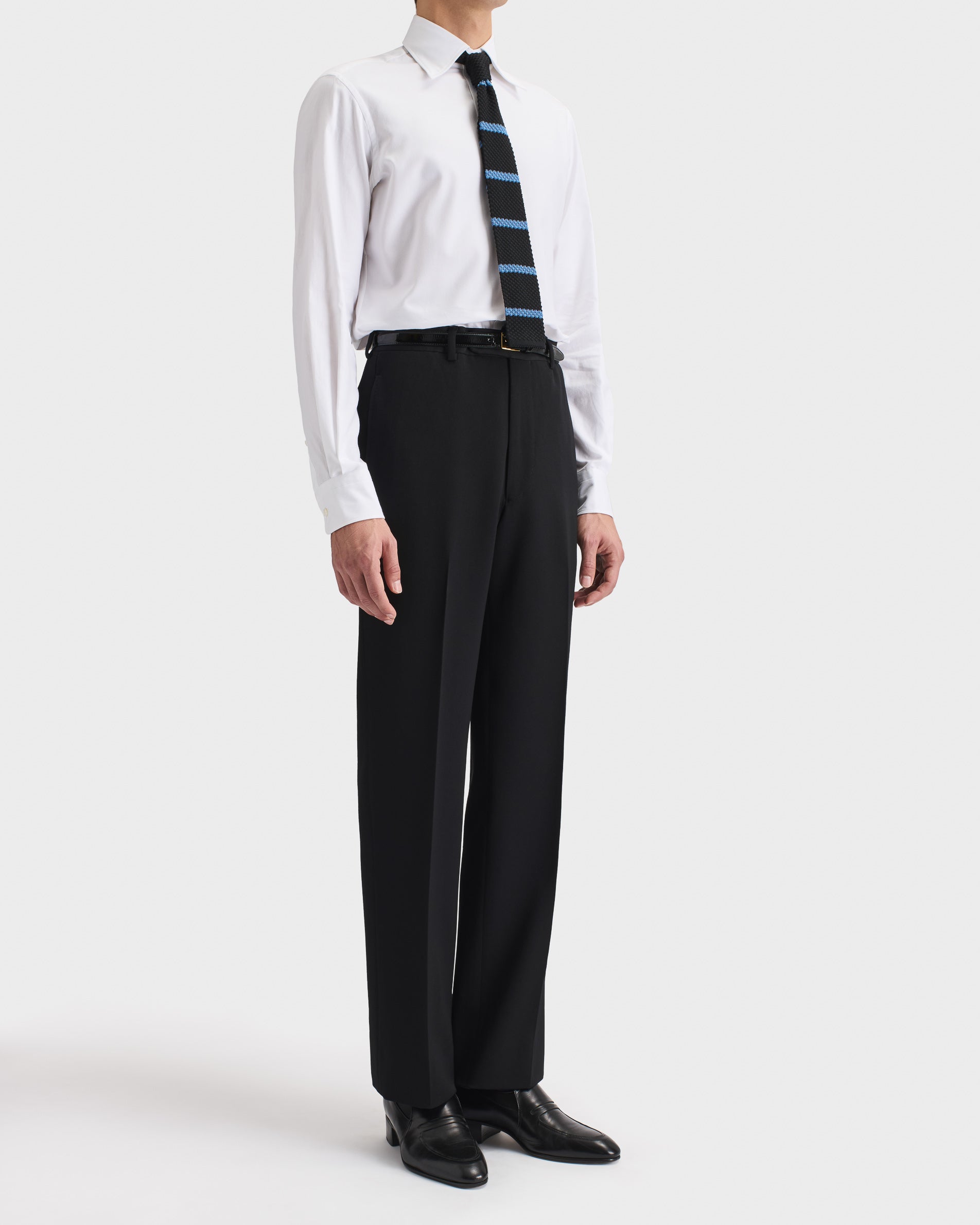 FLARED HIGH-WAISTED TROUSERS IN DOESKIN - BLACK | Husbands Paris