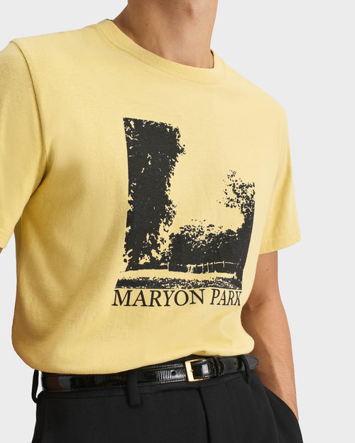 T-SHIRT GRAPHIQUE EN JERSEY DE COTON - JAUNE ACIDE ET NOIR CASSÉ - Husbands Paris - 2