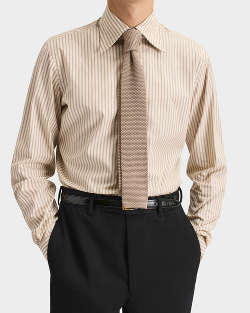 CRAVATE EN SOIE TRICOTÉE - TAUPE - Husbands Paris - 3