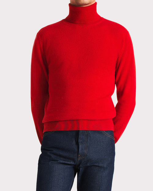 TURTLENECK SWEATER IN CASHMERE – RED - Husbands Paris - 1