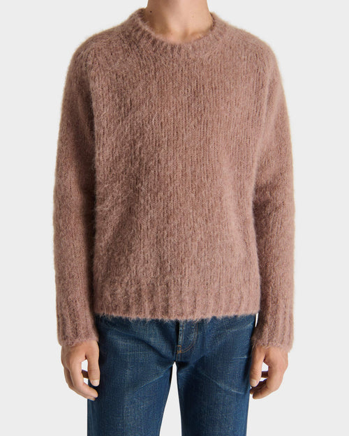 CREWNECK SWEATER IN BRUSHED SUPERFINE ALPACA BLEND - BLUSH - Husbands Paris - 1