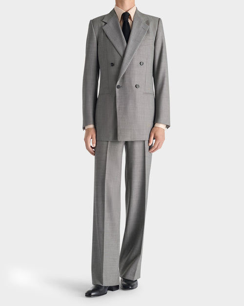 COSTUME CROISÉ EN CAVIAR DE LAINE - NOIR ET BLANC - Husbands Paris - 1