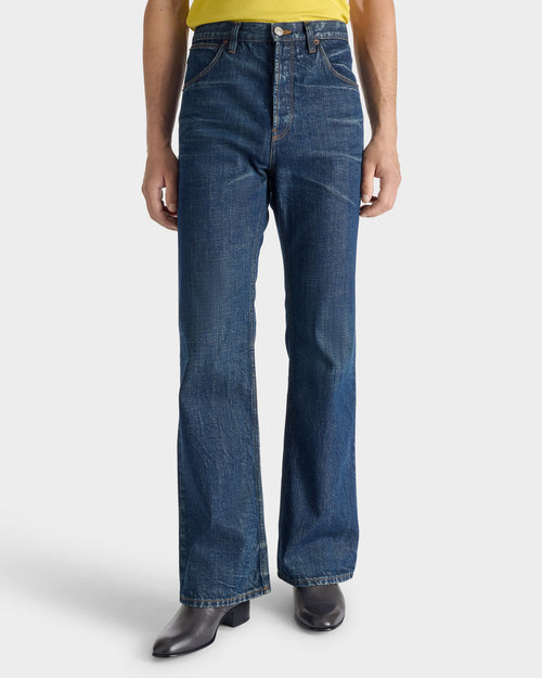 FLARED JEANS IN COTTON DENIM - WASHED INDIGO - Husbands - 1