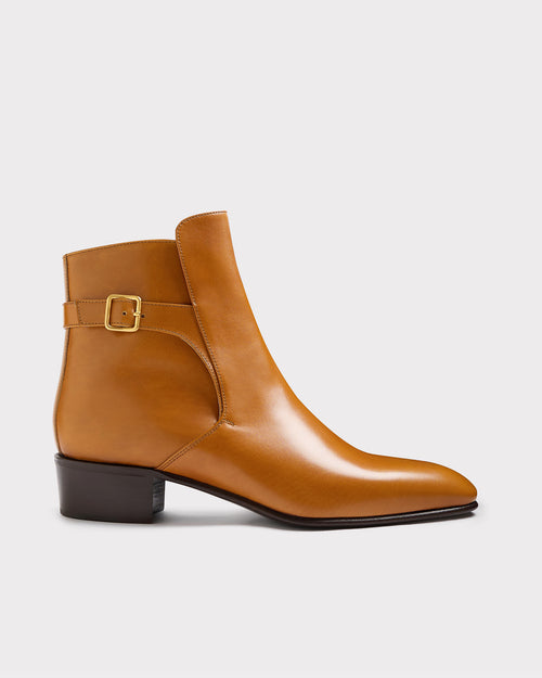 BOTTINES JODHPUR EN CUIR DE VEAU BOX - DORÉ - Husbands Paris - 1