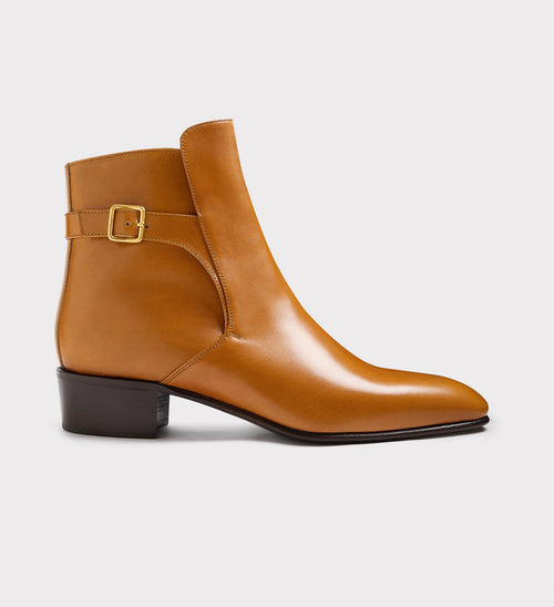 BOTTINES JODHPUR EN CUIR DE VEAU BOX - DORÉ - Husbands Paris - 1