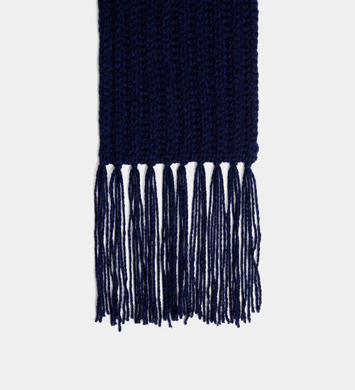 KNIT SCARF IN SUPERFINE LAMBSWOOL - NAVY - Husbands - 1