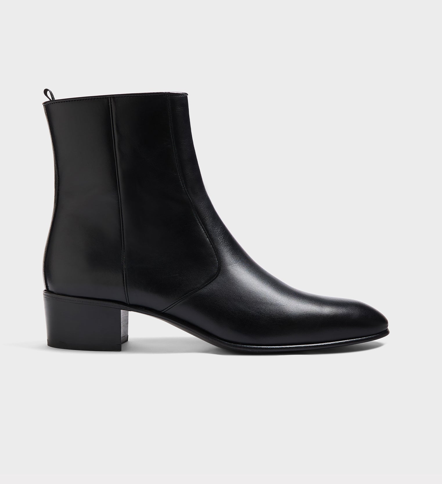 ZIPPED BOOTS IN BOX LEATHER - BLACK | Husbands Paris