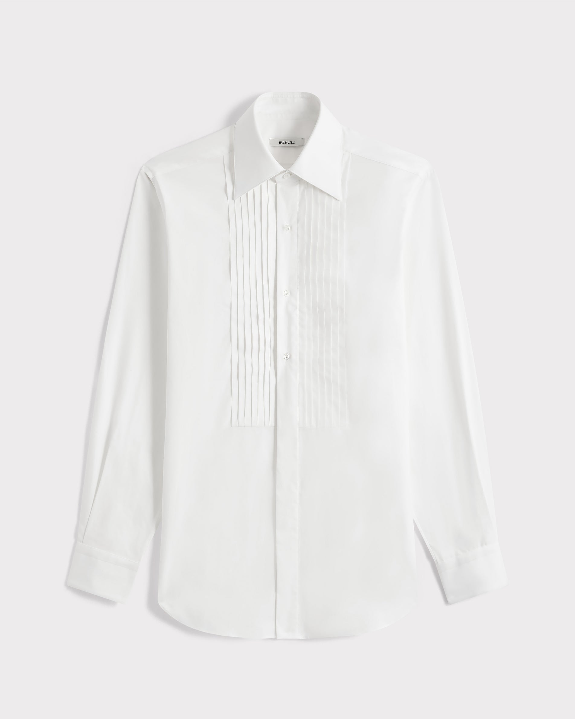 WIDE COLLAR TUXEDO SHIRT IN COTTON PINPOINT - WHITE | Husbands Paris