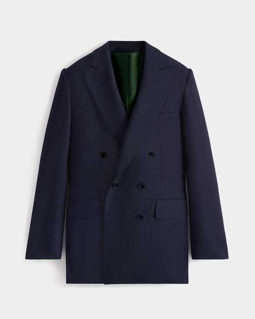 DOUBLE-BREASTED SUIT IN WOOL FRESCO - NAVY - Husbands Paris - 1