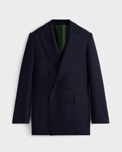 DOUBLE-BREASTED SUIT IN WOOL FRESCO - NAVY - Husbands Paris - 1