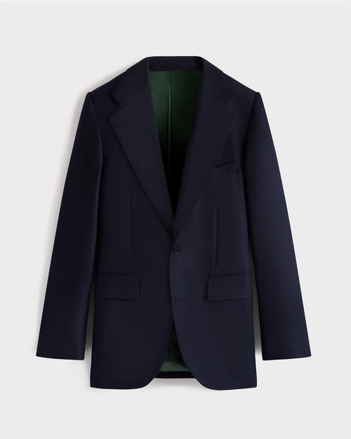 COSTUME DROIT EN HOPSACK DE LAINE - BLEU NUIT - Husbands Paris - 1