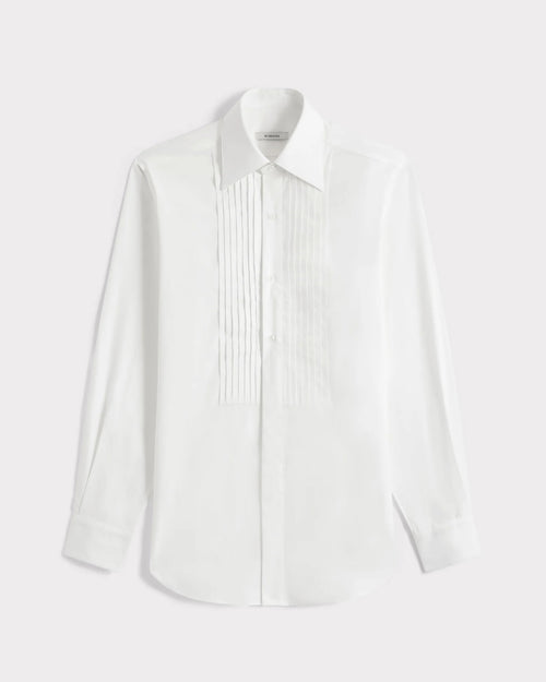 WIDE COLLAR TUXEDO SHIRT IN COTTON PINPOINT - WHITE - Husbands Paris - 1