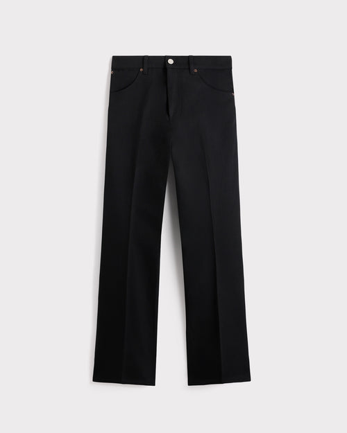 FLARED HIGH-WAISTED JEANS IN COTTON DENIM - BLACK - Husbands Paris - 1
