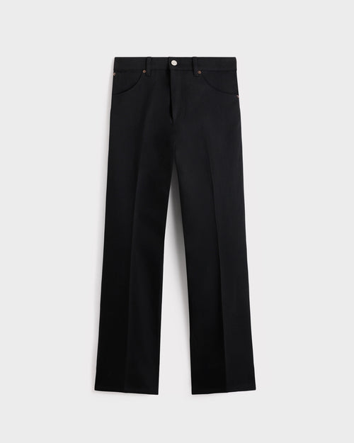 FLARED JEANS IN COTTON DENIM - BLACK - Husbands Paris - 1