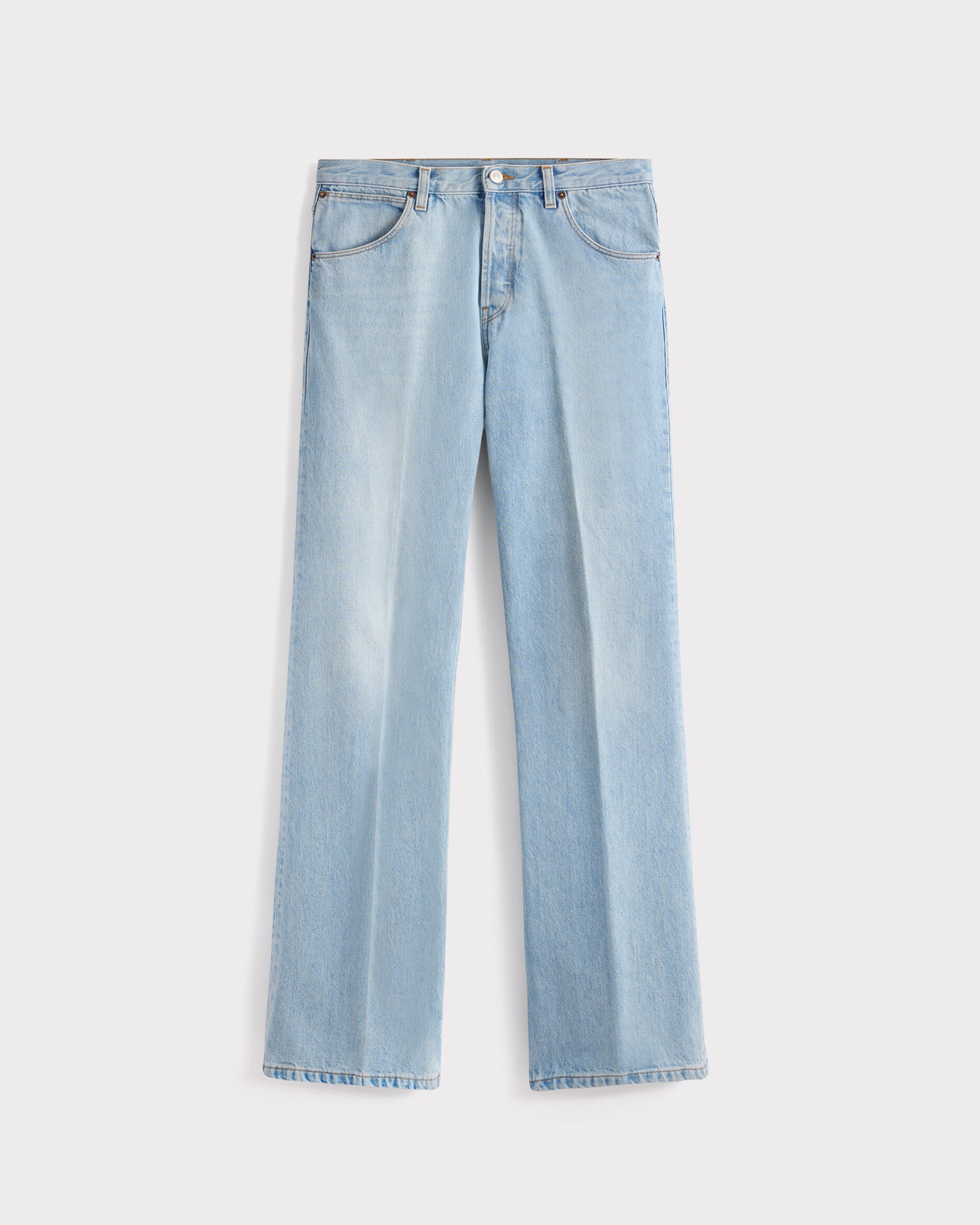FLARED HIGH-WAISTED JEANS IN DENIM - BLUE STONE WASH | Husbands Paris