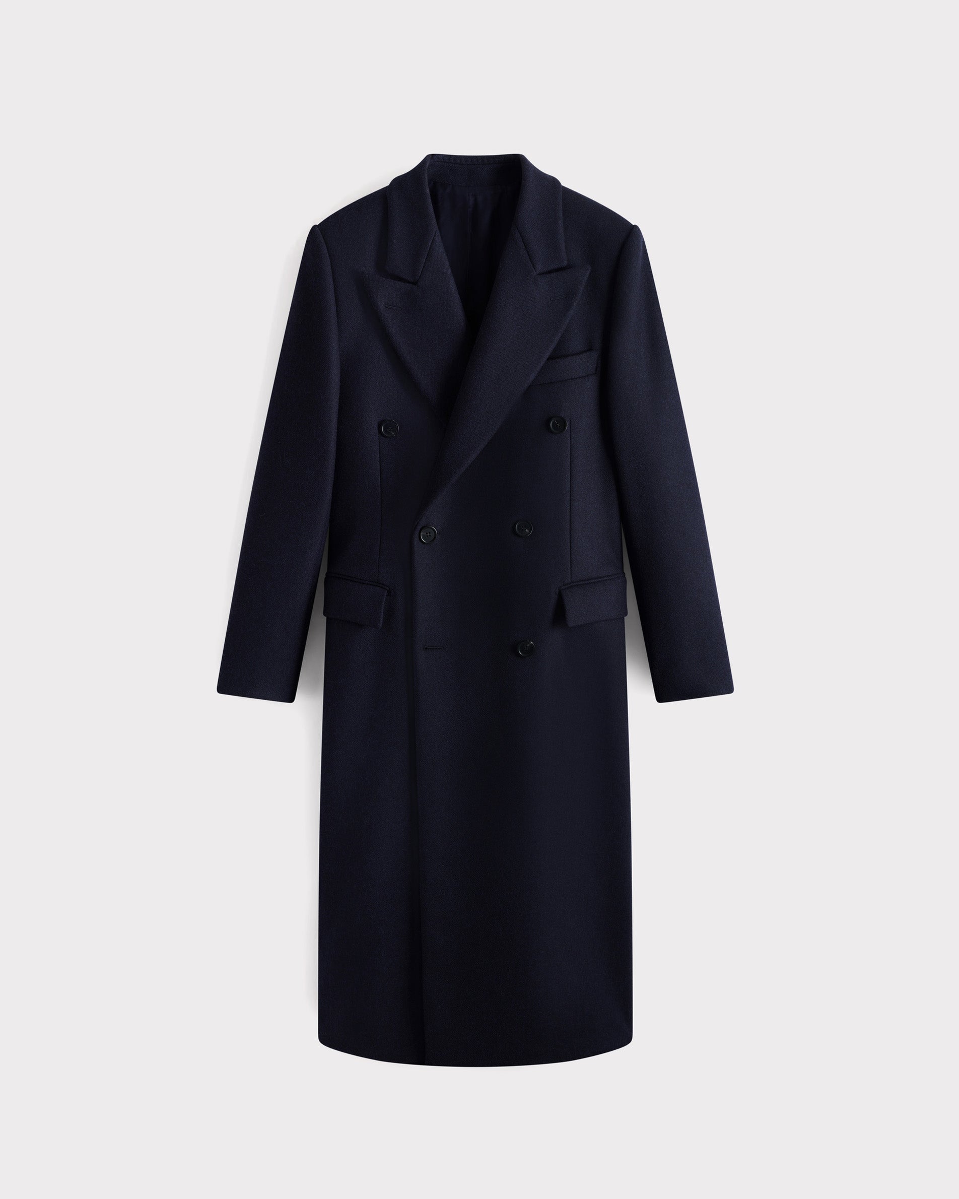 DOUBLE-BREASTED COAT IN TWILL - NAVY | Husbands