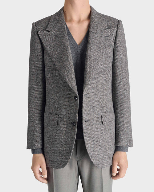 SINGLE-BREASTED JACKET IN WOOL BELL CELTIC TWEED - DOVE GREY - Husbands - 1