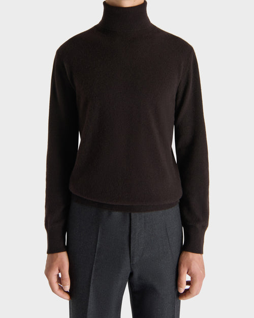 TURTLENECK SWEATER IN CASHMERE - DARK CHOCOLATE - Husbands Paris - 1