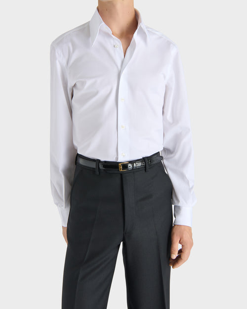 WIDE COLLAR SHIRT IN COTTON POPLIN - WHITE - Husbands - 1