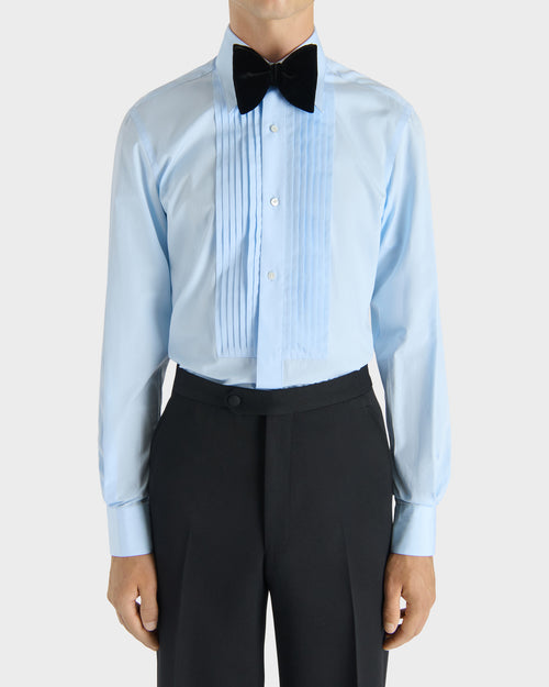WIDE COLLAR TUXEDO SHIRT IN COTTON POPLIN - SKY BLUE - Husbands - 1