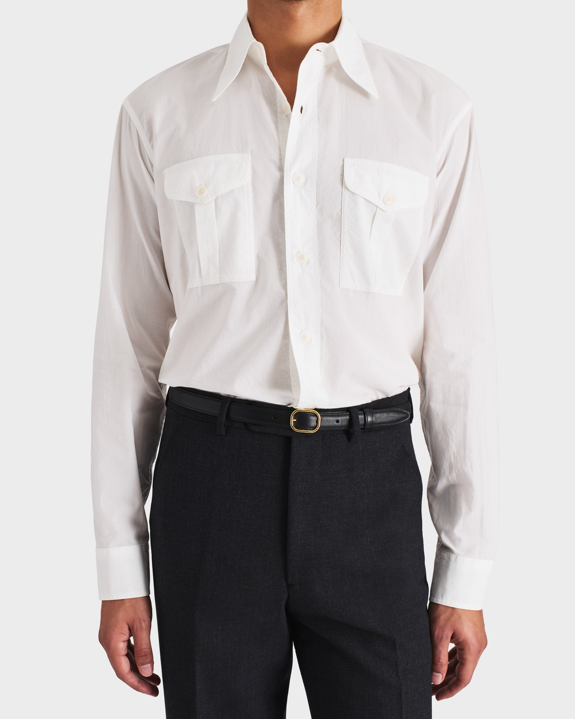 トップス HUSBANDS / BOY SCOUT SHIRT 38 BOY SCOUT SHIRT IN POPLIN - OFF WHITE | Husbands Paris