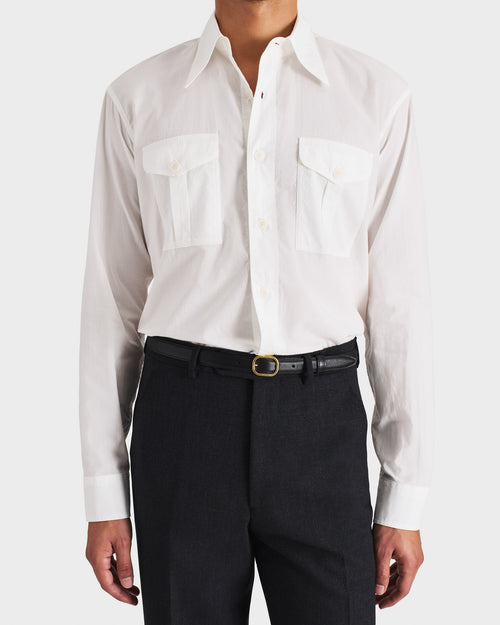 BOY SCOUT SHIRT IN COTTON POPLIN - OFF WHITE - Husbands Paris - 1