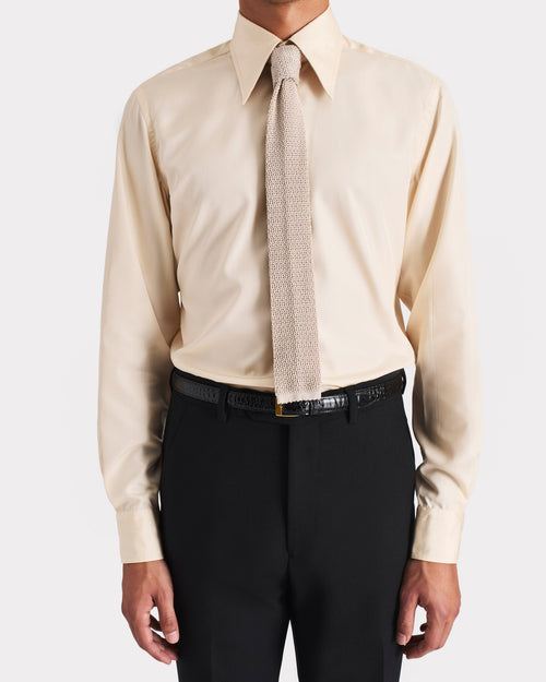 KNIT TIE IN SILK - TAUPE - Husbands Paris - 3