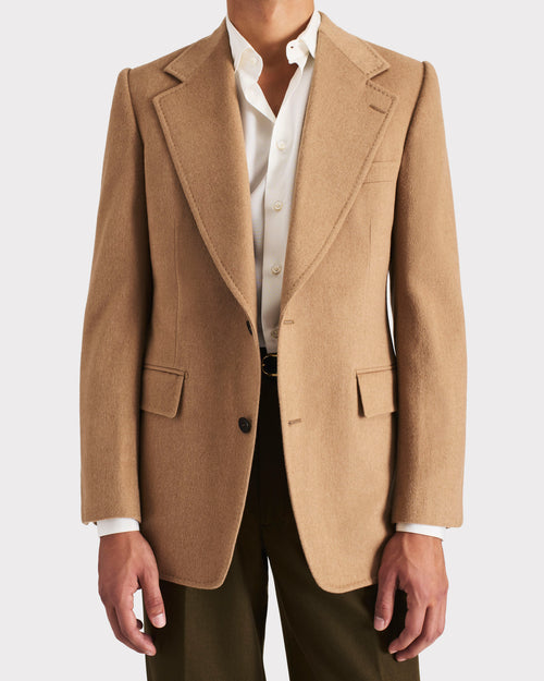 VESTE DROITE EN POIL DE CHAMEAU SUPERFIN - CAMEL - Husbands Paris - 1