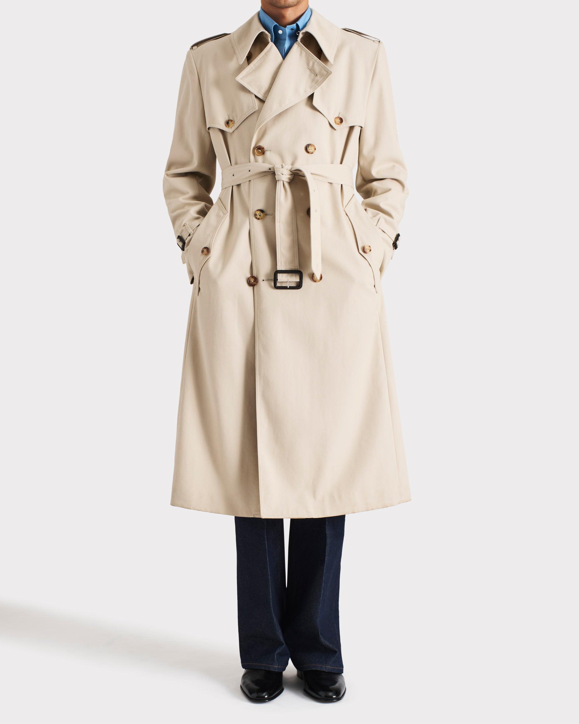 TRENCH COAT IN RECYCLED POLY-COTTON GABARDINE - PUTTY BEIGE | Husbands ...