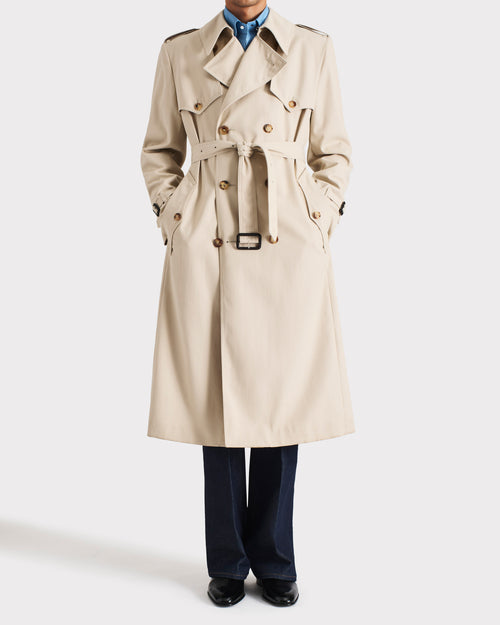 TRENCH-COAT EN GABARDINE DE POLY-COTON - MASTIC - Husbands Paris - 1