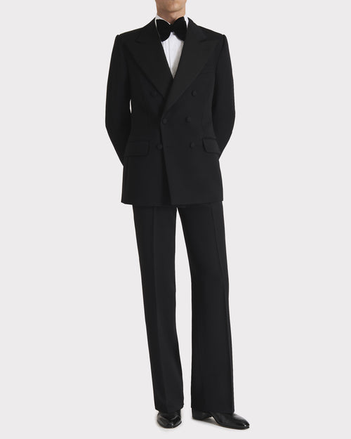 SMOKING CROISÉ EN GRAIN DE POUDRE DE LAINE - NOIR - Husbands Paris - 1