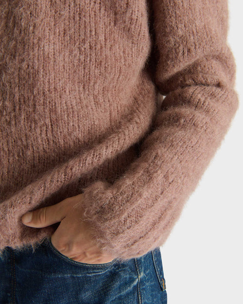 CREWNECK SWEATER IN BRUSHED SUPERFINE ALPACA BLEND - BLUSH - Husbands Paris - 2