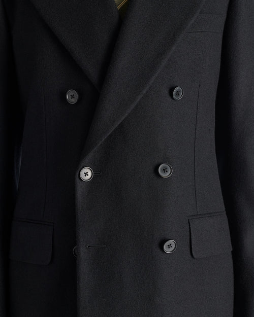 DOUBLE-BREASTED SUIT IN WOOL FLANNEL - BLACK - Husbands - 2