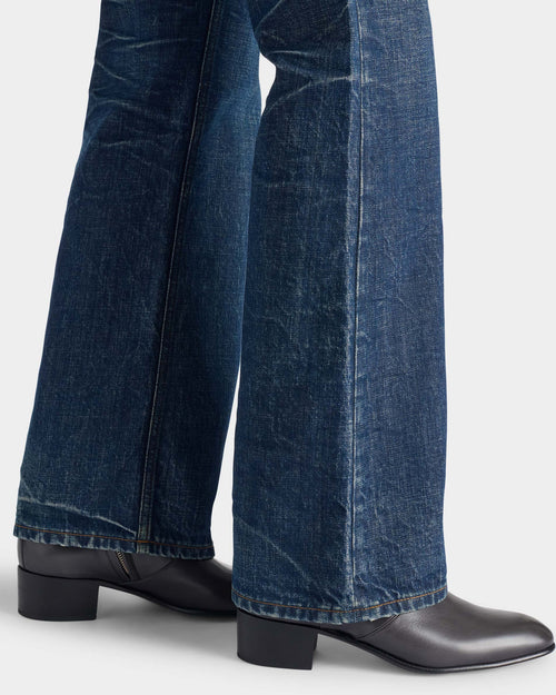 FLARED JEANS IN COTTON DENIM - WASHED INDIGO - Husbands - 2