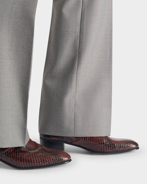 PANTALON ÉVASÉ EN SERGÉ DE POLYLAINE - GRIS COLOMBE - Husbands Paris - 1